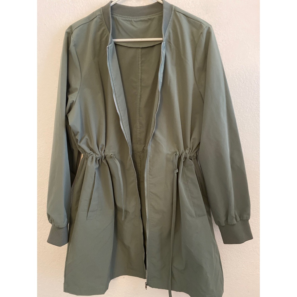 Drawstring longline bomber jacket